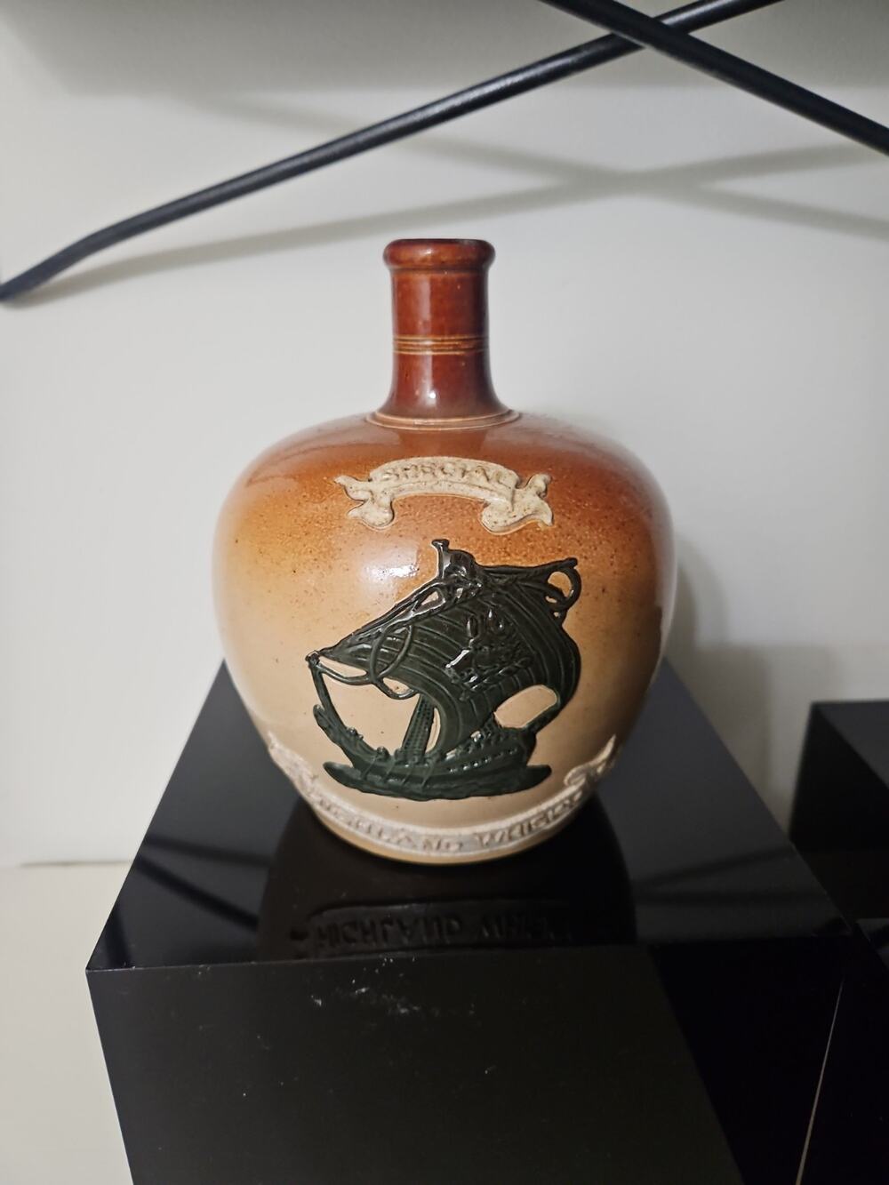 Vintage Paul Revere Pottery Stoneware Jug Vase Ship Nautical Made in England...